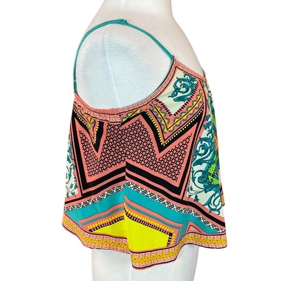 Billy By Flying Tomato Women's Scarf Print Cami Crop Top Adjustable Straps Color - Picture 3 of 7